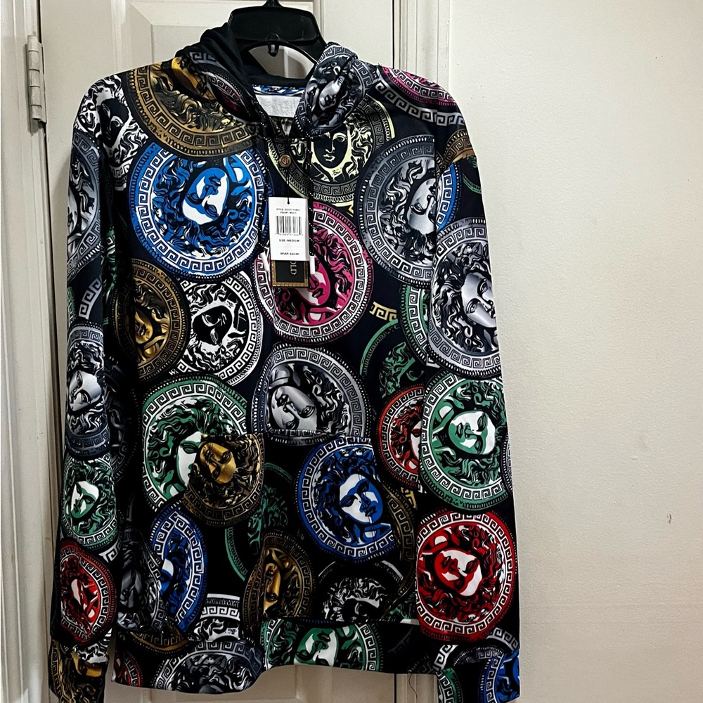 NWT Baroque Gold Multicolor Graphic Sweatshirt with Hoodie